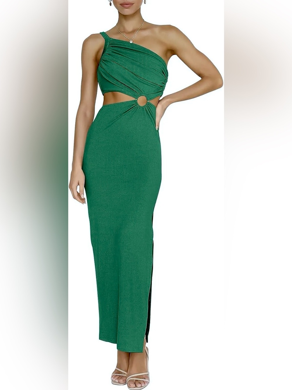 Anrabess one-shoulder bodycon cutout maxi dress, sz small, like new